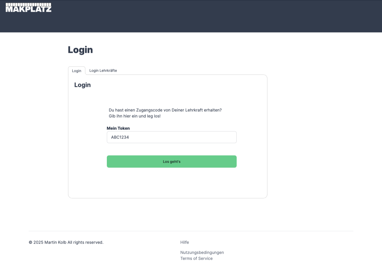Screenshot Login für SchülerInnen